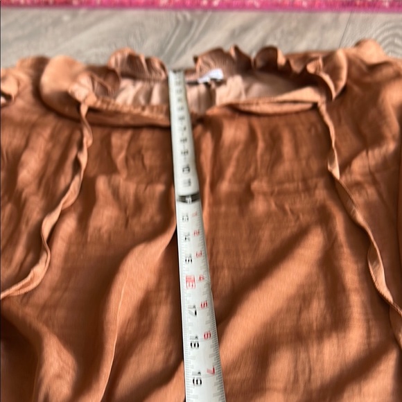 Women's Brown Ruffle Sleeve Top - Picture 5 of 6